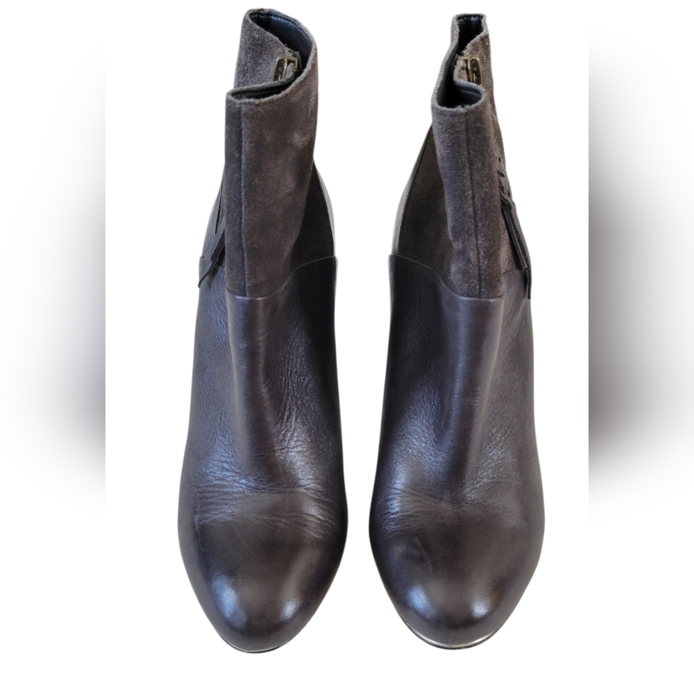 Elliott Lucca Dafne Ankle Booties Brown Leather & Suede, Block Heel, Women's 7.5 - Picture 4 of 12